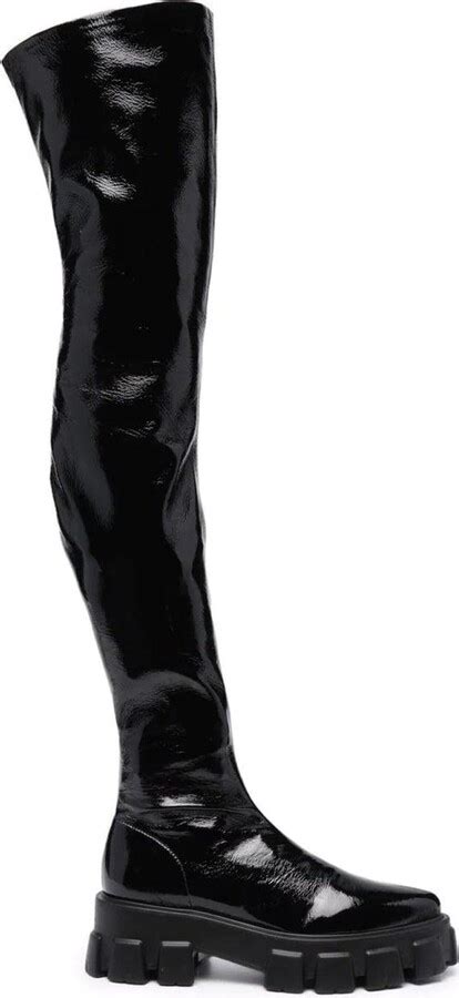 prada 2018 stretch velvet thigh-high boots|Prada Thigh.